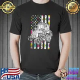 Best Tractor American Flag Easter Day Cute Egg Hunt Boys Kids T- Unisex