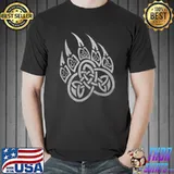 Best Viking Bear Paw Tribal Celtic Knot Pattern Vintage T- Unisex