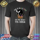 Black Cat Bunny Regret This Human Funny Easter Kitty T-Shirt