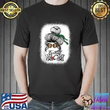 Bleached Women Mom Life Football Skull Messy Bun Hair Mother T- Unisex