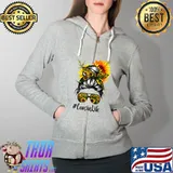 Cousin Life Messy Hair Bun Sunflower Women Mother's Day T- Full Zip Hooded