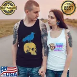 Creepy skeleton raven viking animal bird spooky skull crow shirt