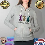 Easter Leopard Bunny Rabbit Palm Sunday Girls Women Kids T-Shirt Full Zip Hooded