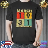 Funny 91st Birthday Gift 91 Years Old Awesome Since March 1931 T-Shirt Unisex