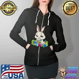 Funny Bunny Drinking Boba Easter Day Cute Rabbit Egg Hunt Kids T- Full Zip Hooded