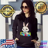 Funny Bunny Drinking Boba Easter Day Cute Rabbit Egg Hunt Kids T- Hoodie