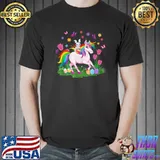 Funny Egg Basket Rabbit Riding Unicorn Happy Easter Day Outfit T-Shirt Unisex
