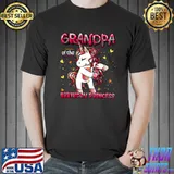 Grandpa of the Birthday Princess Flossing Unicorn T-Shirt