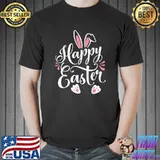 Happy Easter Bunny Rabbit Face Funny Easter Day Women Girls T-Shirt