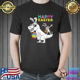 Happy Easter T Rex Dino Dabbing Rabbit Dab Boys Girls Kids T-Shirt