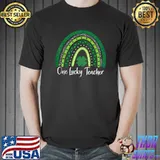 Happy St Patricks Day Cute One Lucky Teacher Rainbow Outfit T-Shirt
