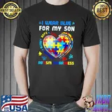 Heart I Wear Blue For My Son Autism Awareness Month T-Shirt