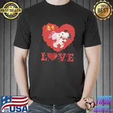 Heart Roses Love Snoopy Couple Shirt