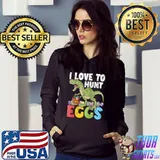 I Love To Hunt Eggs Cute T-Rex Funny Dinosaur Vintage Easter T- Hoodie