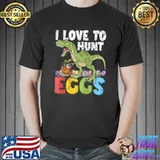 I Love To Hunt Eggs Cute T-Rex Funny Dinosaur Vintage Easter T-shirt