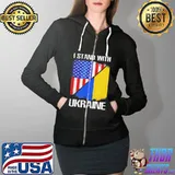 I stand with Ukraine American ukrainian flag peace Ukraine Full Zip Hooded