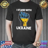 I Stand With Ukraine Fist Ukrainian Lover support Flag T-Shirt