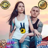 I Stand With Ukraine Flag Peace Sign Premium T-Shirt Tank Top