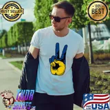 I Stand With Ukraine Flag Peace Sign Premium T-Shirt Unisex
