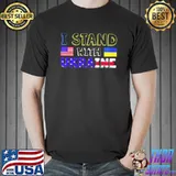 I stand with Ukraine no war American ukrainian flag shirt