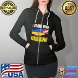 I Stand With Ukraine No War Ukraine Flag Shirt Full Zip Hooded