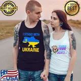 I stand with Ukraine support Ukraine ukrainian American flag Tank Top
