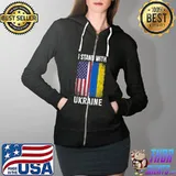 I Stand With Ukraine Support UKRAINE Ukrainian T- Full Zip Hooded
