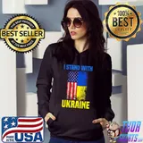I Stand With Ukraine Support Ukrainian American USA Flag T-shirt
