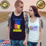 I Stand With Ukraine Support Ukrainian American USA Flag T-shirt