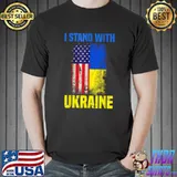I Stand With Ukraine Support Ukrainian American USA Flag T- Unisex