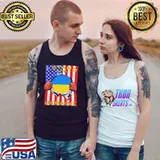 I STAND WITH UKRAINE SUPPORT UKRAINIAN LOVER AMERICAN UKRAINIAN FLAG SHIRT Tank Top