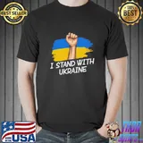 I Stand With Ukraine Ukraine Flag With US Flag T-shirt