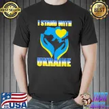 I stand with Ukraine ukrainian flag map and heart shirt