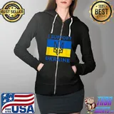 I Support Ukraine T-Shirt Stand with Ukraine Flag T-Shirt Full Zip Hooded