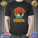 I'd Rather Be Fishing With My Grandpa Outdoor Sunset Kids T-shirt