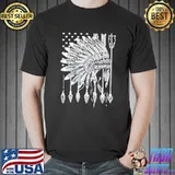 Indian pride headdress usa flag patriotic native American shirt