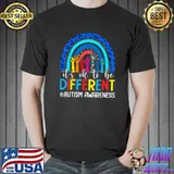 It's Ok To Be Different Autism Awareness Leopard Rainbow T-Shirt