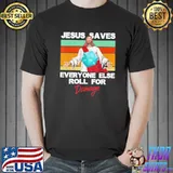 Jesus Saves Everyone Else Roll For Damage Christian Saying T-Shirt