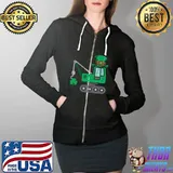 Kids boys St Patricks Day Crane Truck Construction Toddler T- Full Zip Hooded