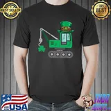Kids boys St Patricks Day Crane Truck Construction Toddler T- Unisex