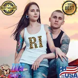 Leopard Rhode Island State Pride Custom State Letters T- Tank Top