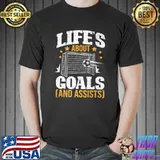 Life's About Goals Funny Soccer Player Coach Graphic Premium T-Shirt