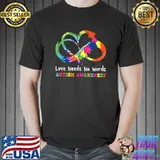 Love Needs No Words Heart Puzzle Autism Awareness T-Shirt Unisex