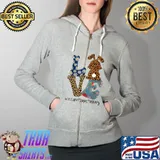Love Occupational Therapy easter day bunny Leopard T-Shirt Full Zip Hooded