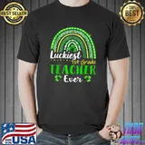 Luckiest 1st Grade Teacher Ever St Patrick's Day Rainbow T-Shirt Unisex