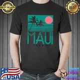 Maui Hawaii Palm Trees Surf Vintage Retro Hawaiian Islands Premium T-Shirt