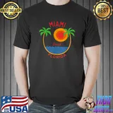 Miami Beach Sunset Original Florida Beach Novelty Palm Tree T-Shirt