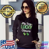 My Tiny Lucky Charms Pregnancy Reveal St Patrick's Day Twin Premium T-Shirt