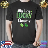 My Tiny Lucky Charms Pregnancy Reveal St Patrick's Day Twin Premium T-Shirt Unisex