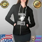 Never Underestimate A Grandpa With Woodworking Skills T-Shirt Full Zip Hooded